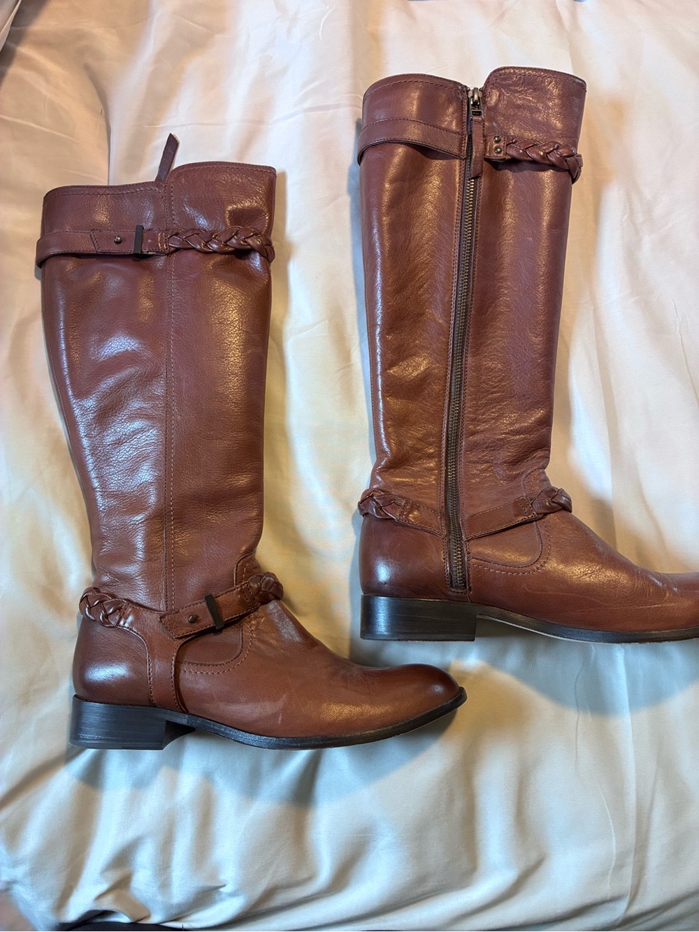 Johnston and Murphy Tall Leather Boots Cognac Size 9 M
